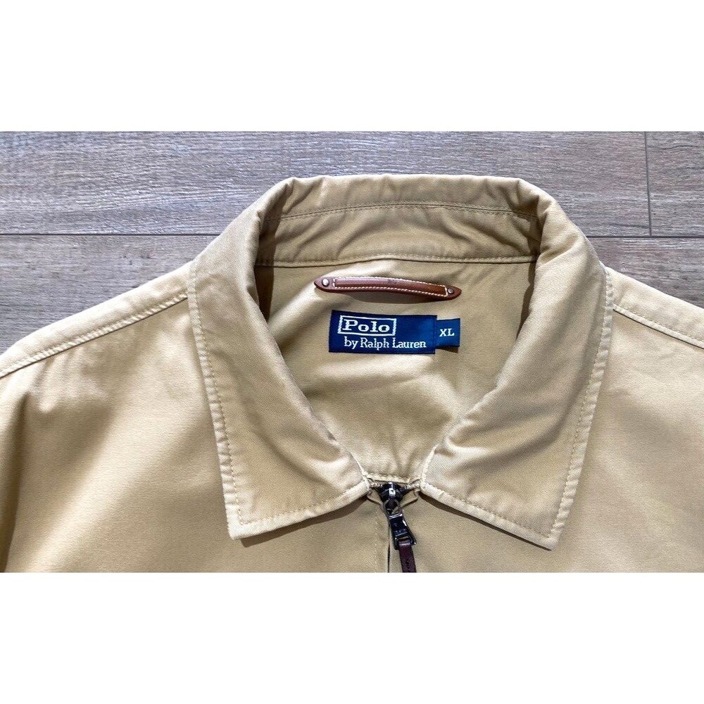 Polo Ralph Lauren Europe Bi Swing Mens XL Tan Pony Logo Leather Trim Jacket Rare - Picture 3 of 15